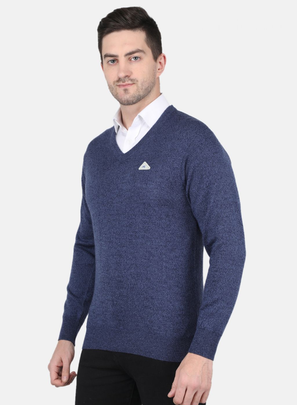 Men NAvy Blue Solid Pullover