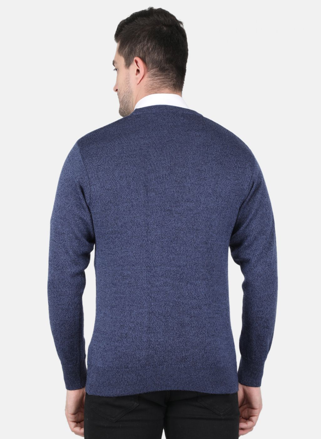 Men NAvy Blue Solid Pullover