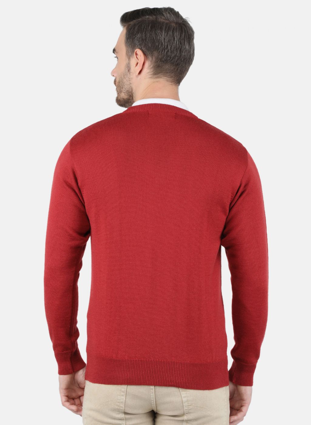 Men Red Solid Pullover