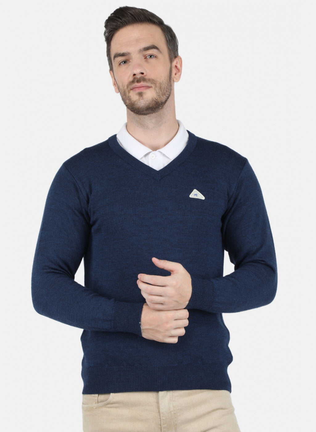 Men NAvy Blue Solid Pullover