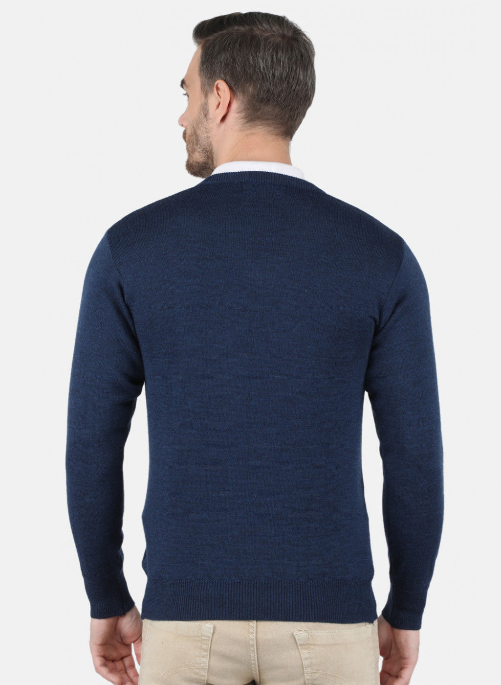 Men NAvy Blue Solid Pullover