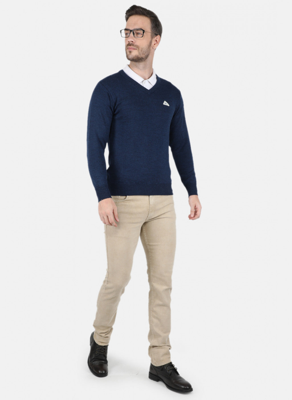 Men NAvy Blue Solid Pullover