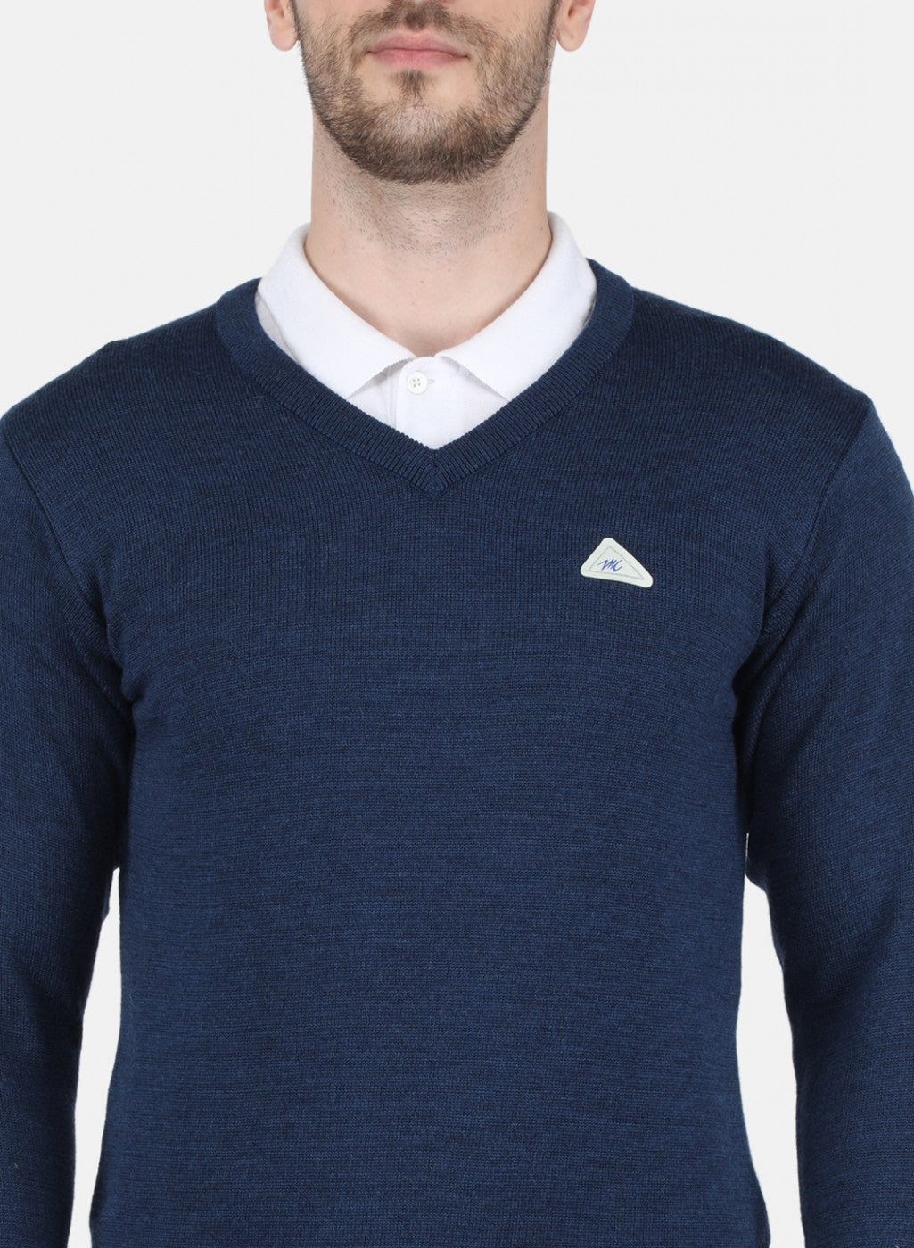 Men NAvy Blue Solid Pullover