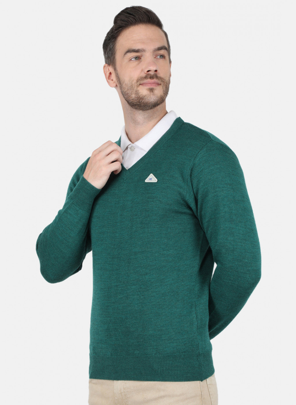 Men Green Solid Pullover