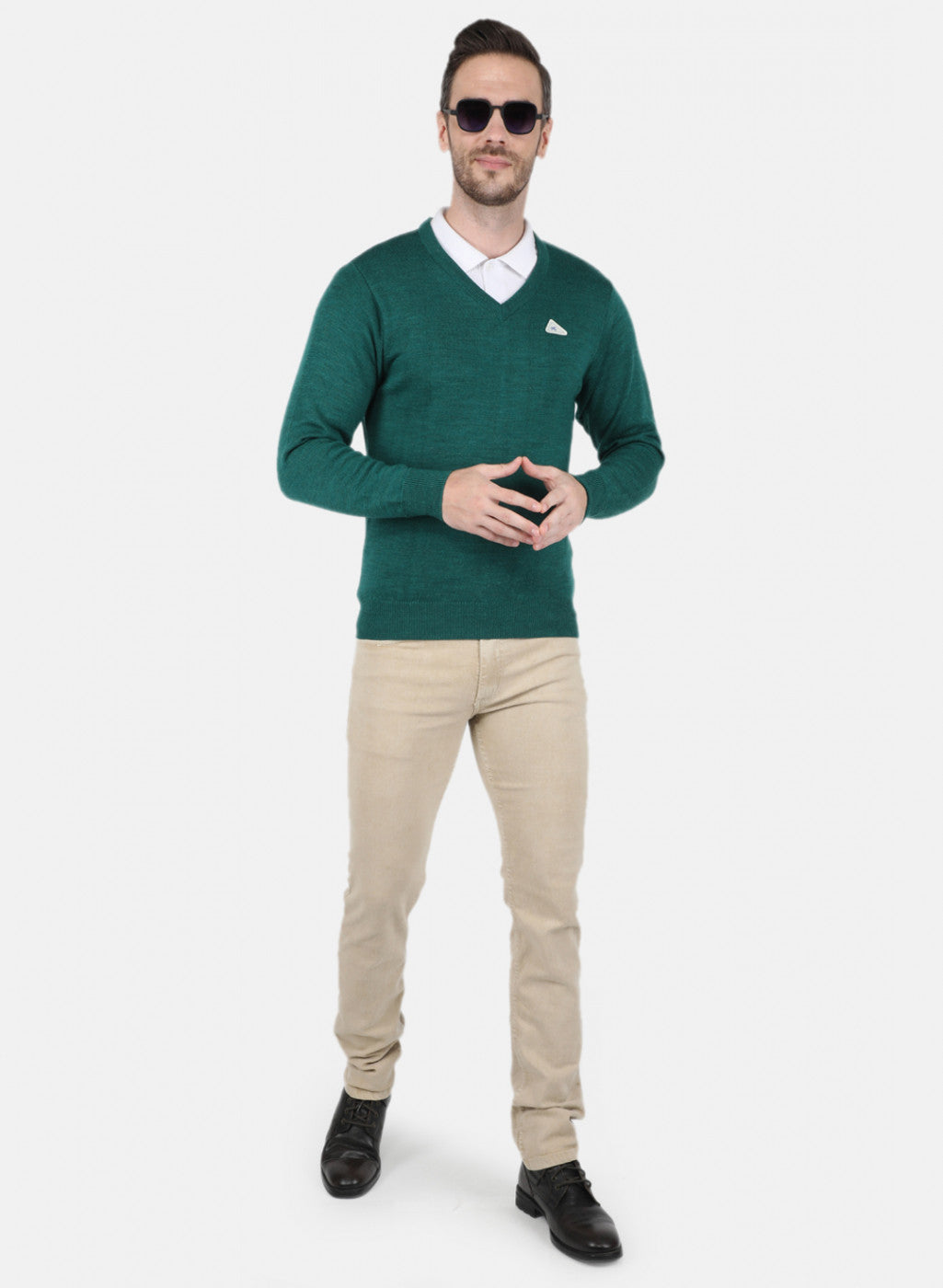 Men Green Solid Pullover