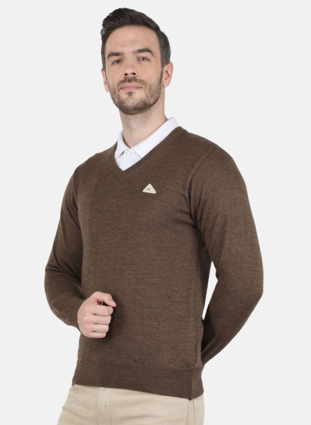 Men Brown Solid Pullover