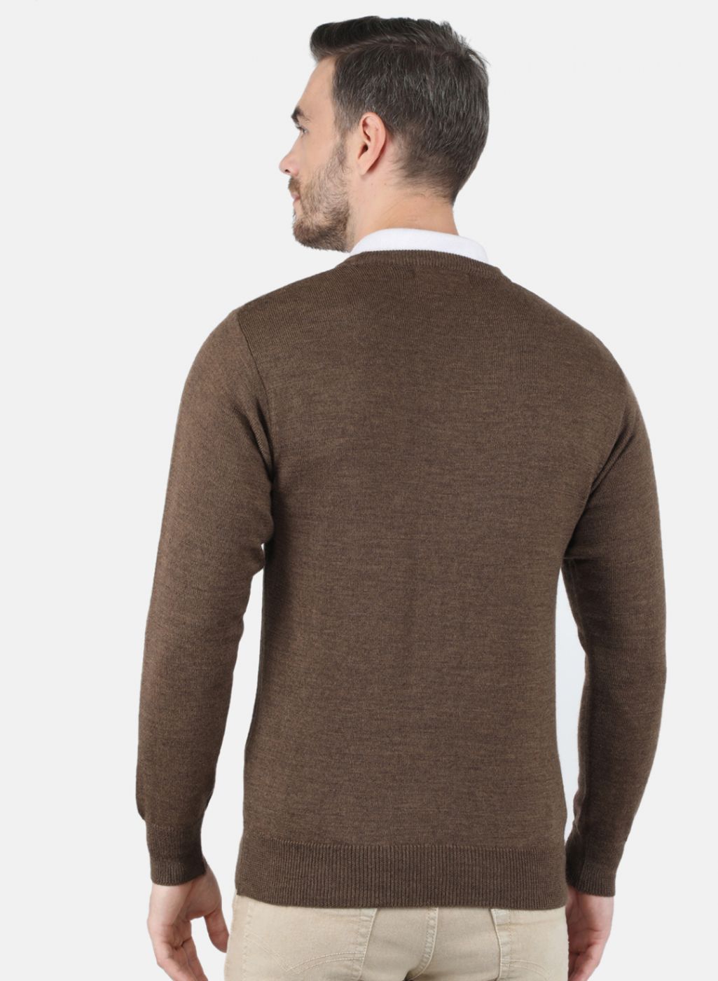 Men Brown Solid Pullover