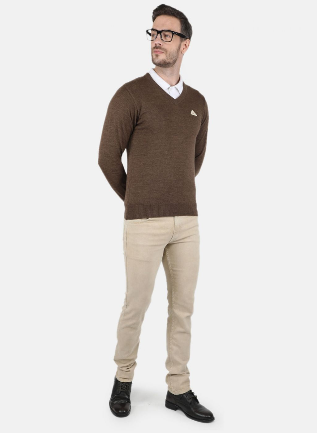 Men Brown Solid Pullover