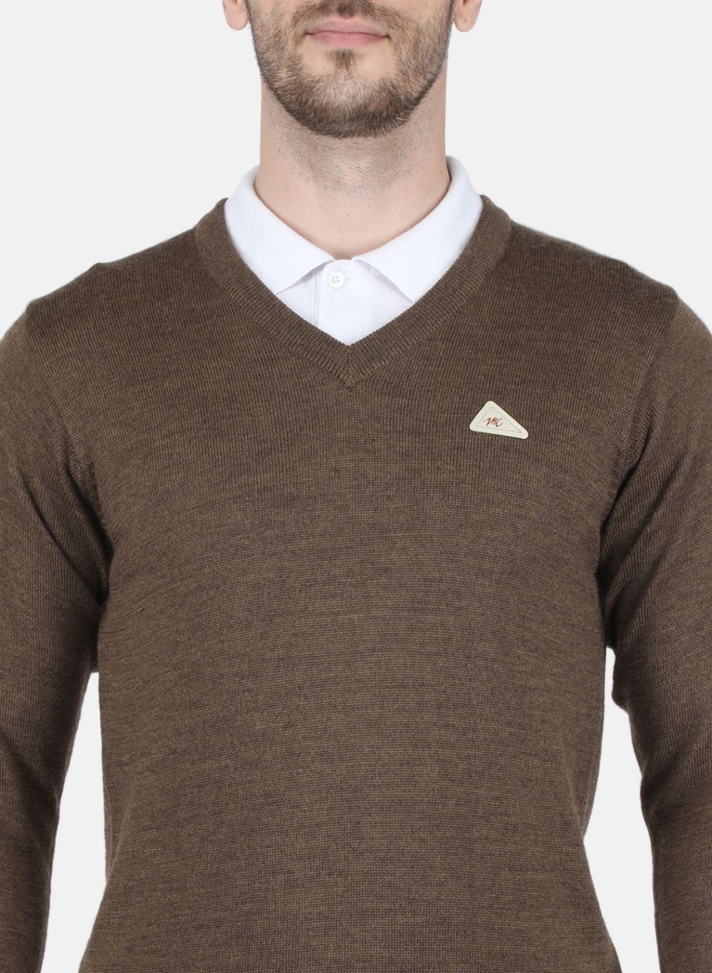 Men Brown Solid Pullover