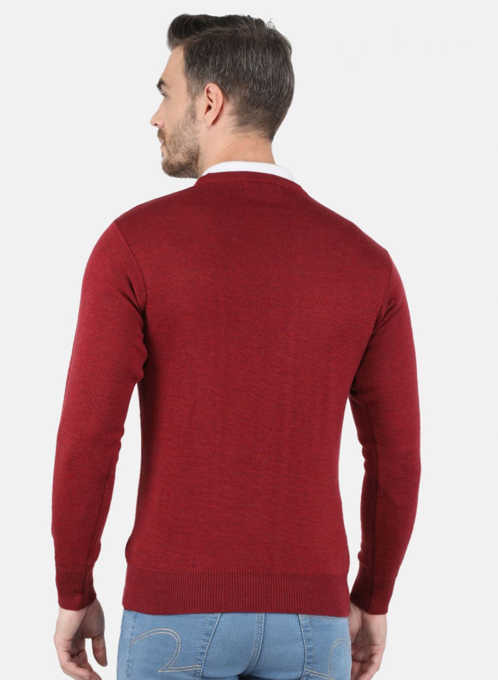 Men Maroon Solid Pullover