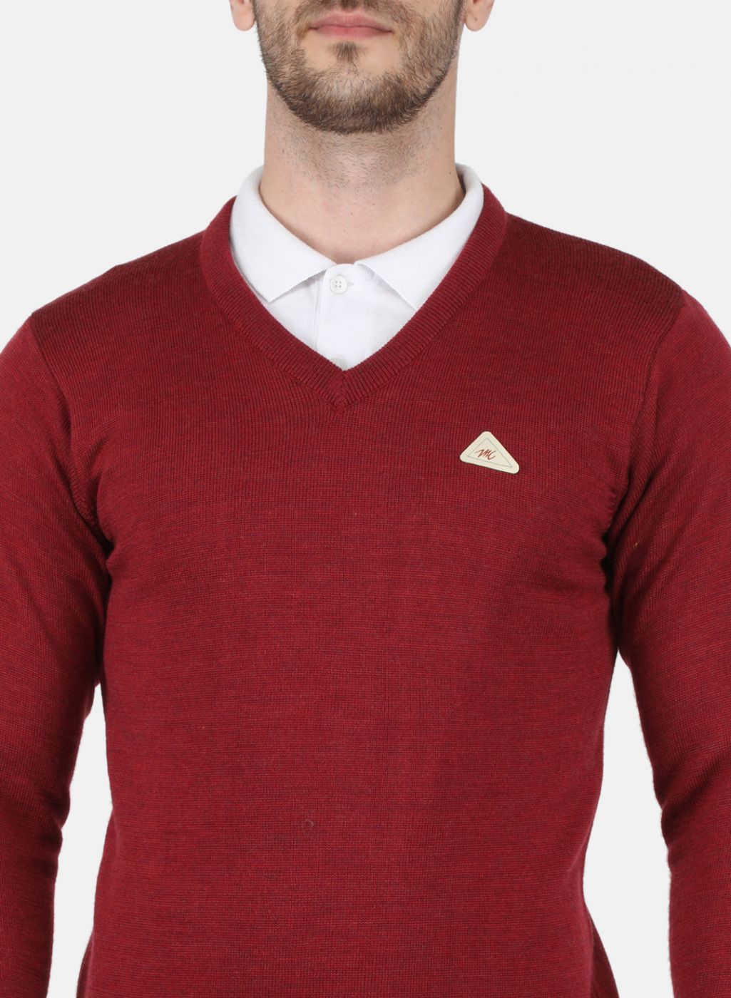 Men Maroon Solid Pullover