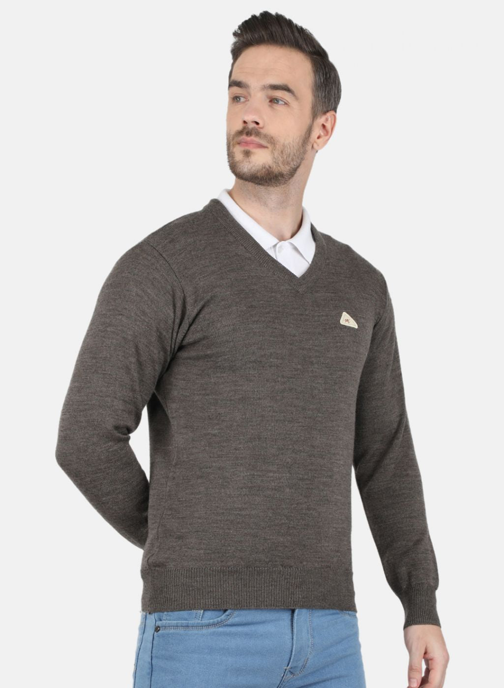 Men Light Brown Solid Pullover