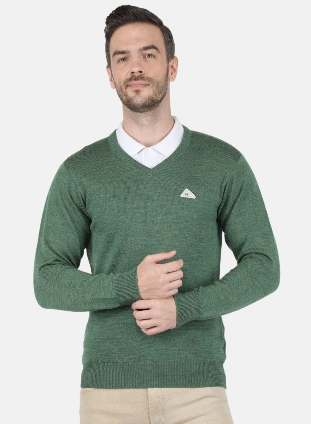 Men Green Solid Pullover