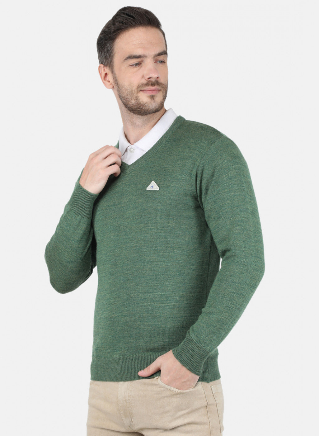 Men Green Solid Pullover