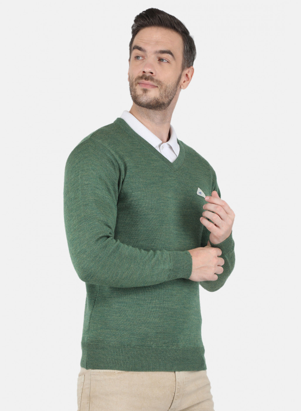 Men Green Solid Pullover