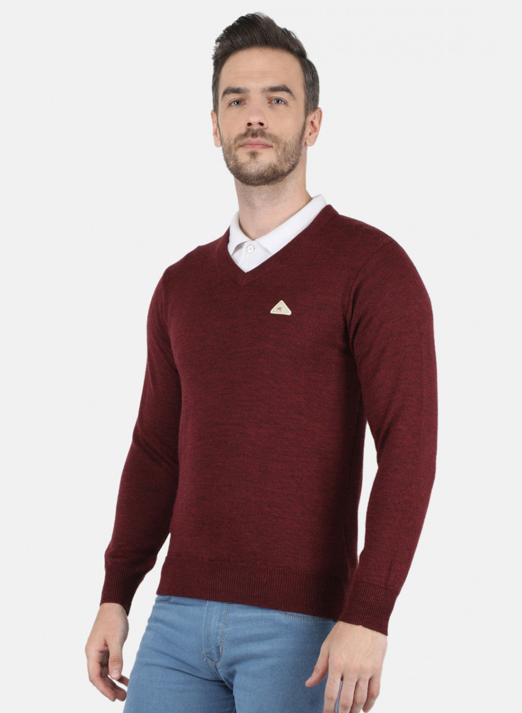 Men Maroon Solid Pullover