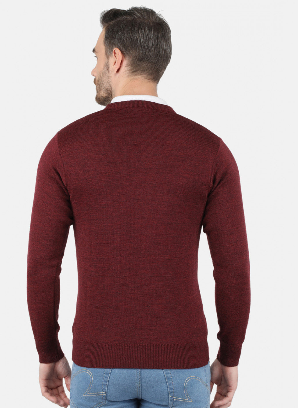 Men Maroon Solid Pullover