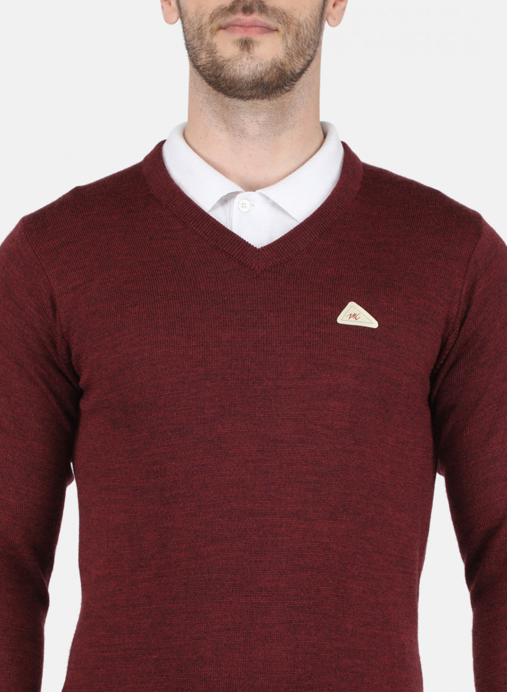 Men Maroon Solid Pullover