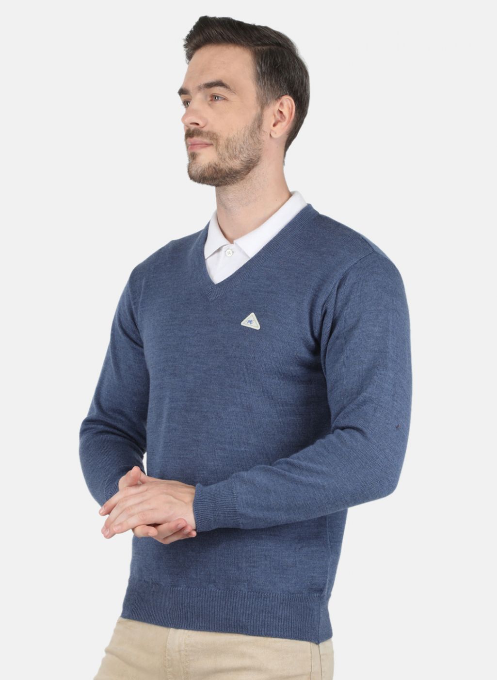 Men Blue Solid Pullover