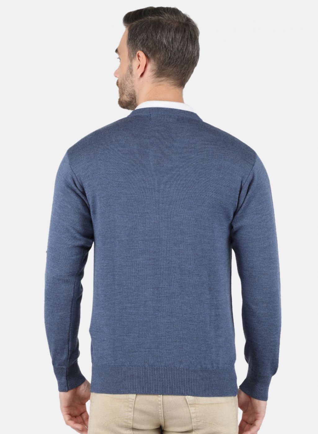 Men Blue Solid Pullover