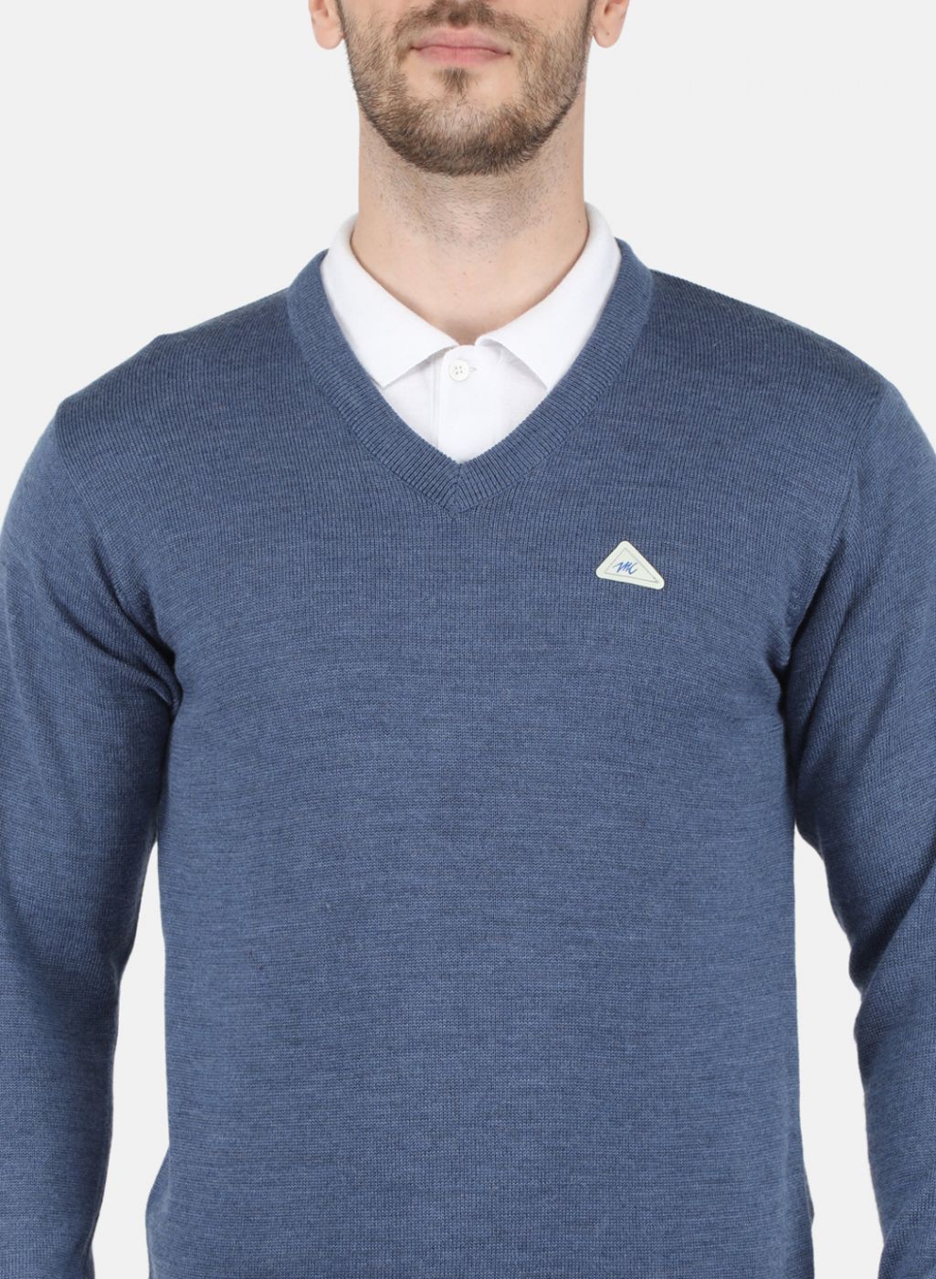 Men Blue Solid Pullover