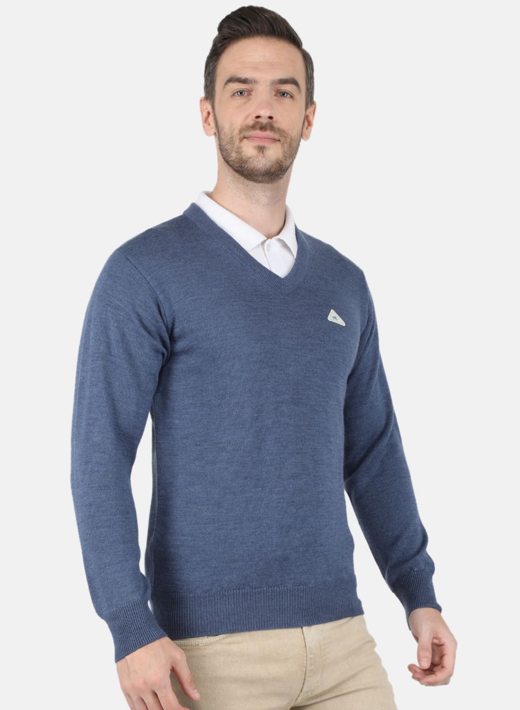 Men Blue Solid Pullover