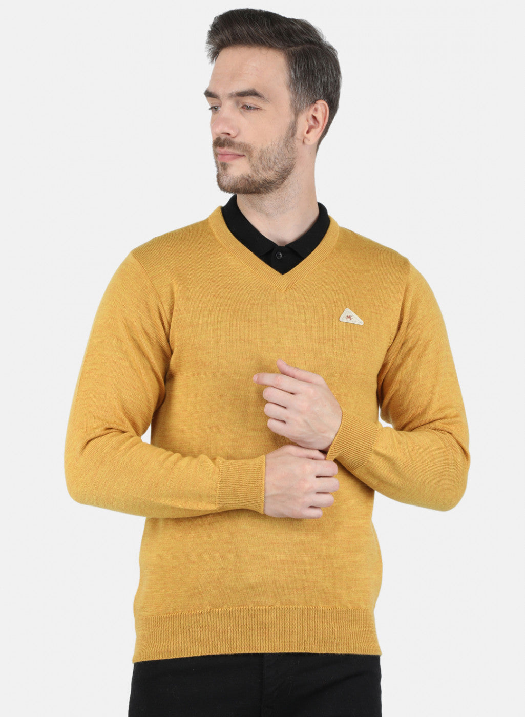 Men Yellow Solid Pullover