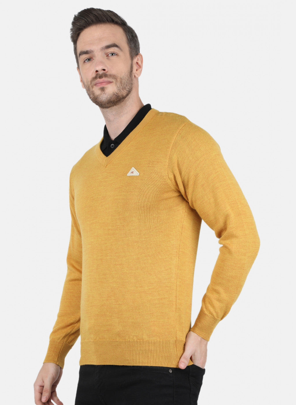 Men Yellow Solid Pullover