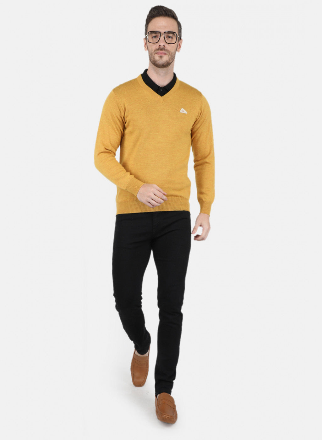 Men Yellow Solid Pullover