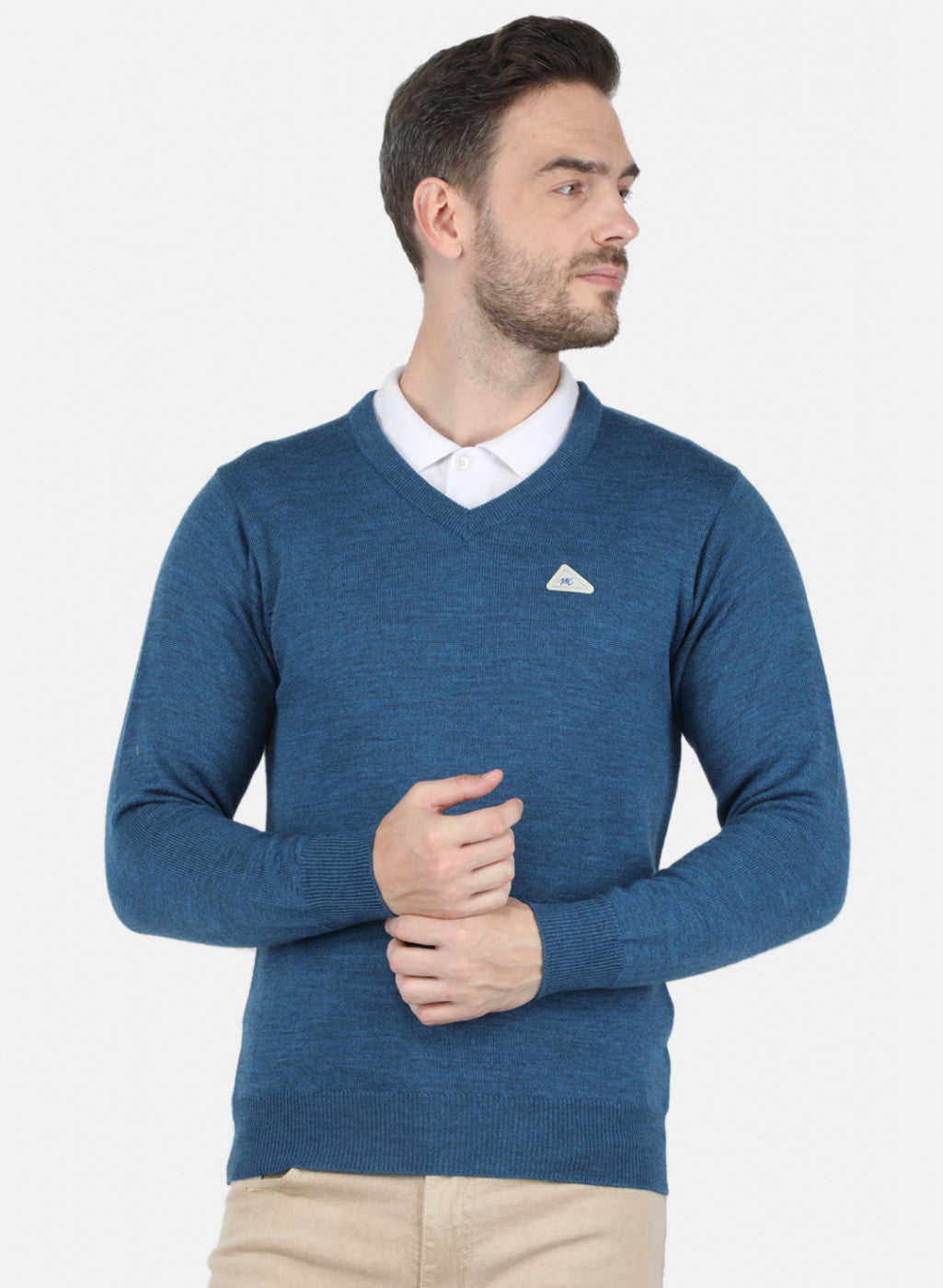 Men Blue Solid Pullover