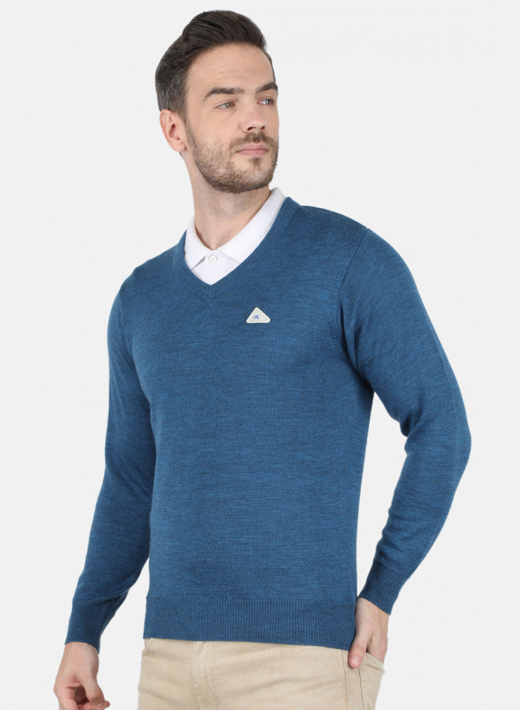 Men Blue Solid Pullover