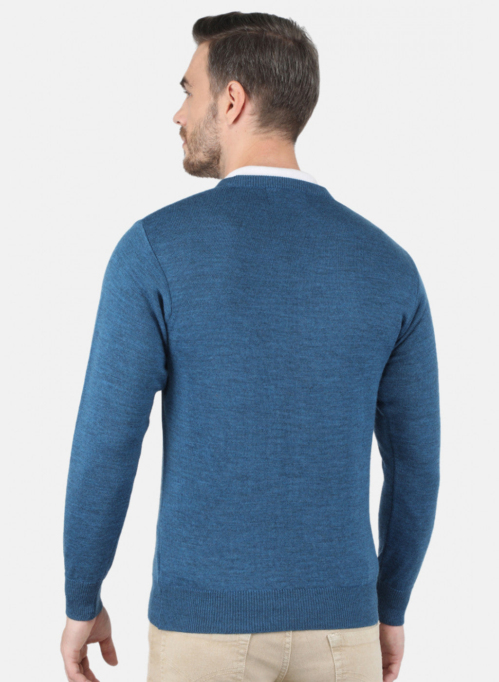 Men Blue Solid Pullover