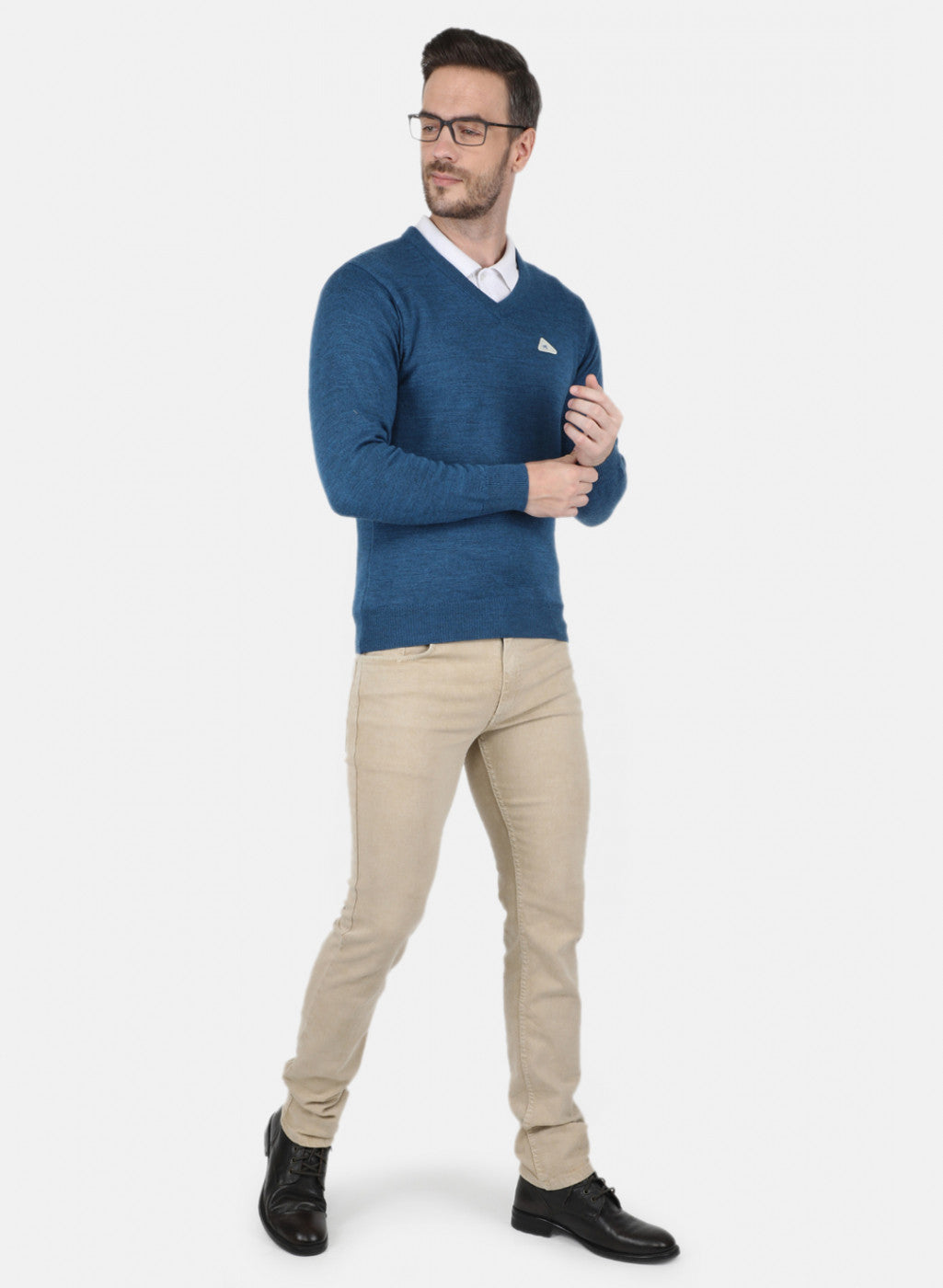 Men Blue Solid Pullover