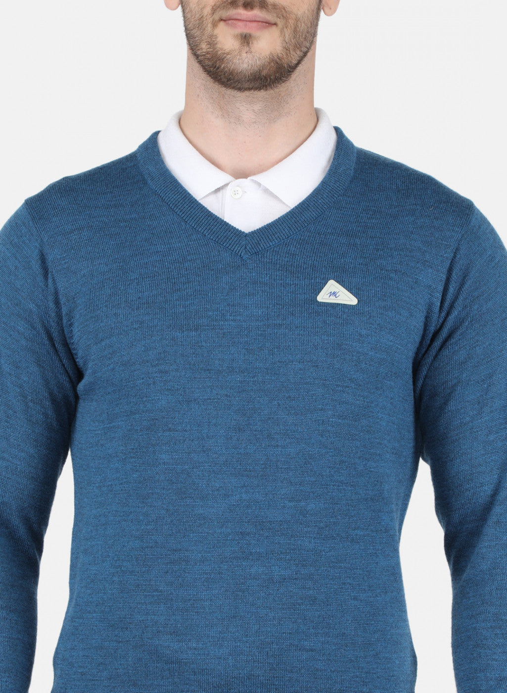 Men Blue Solid Pullover