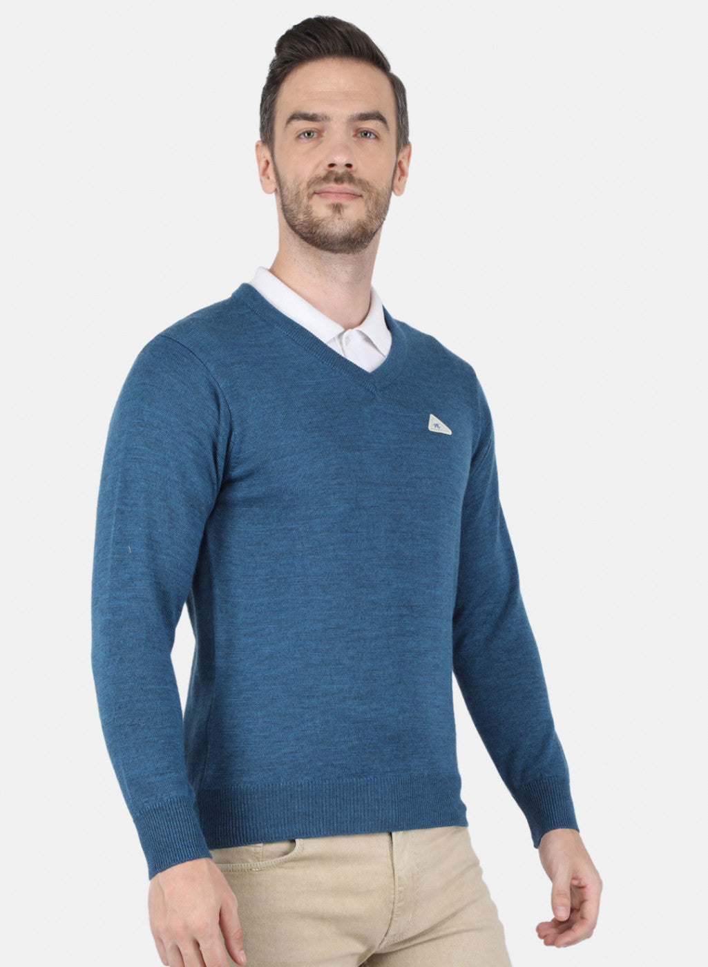 Men Blue Solid Pullover