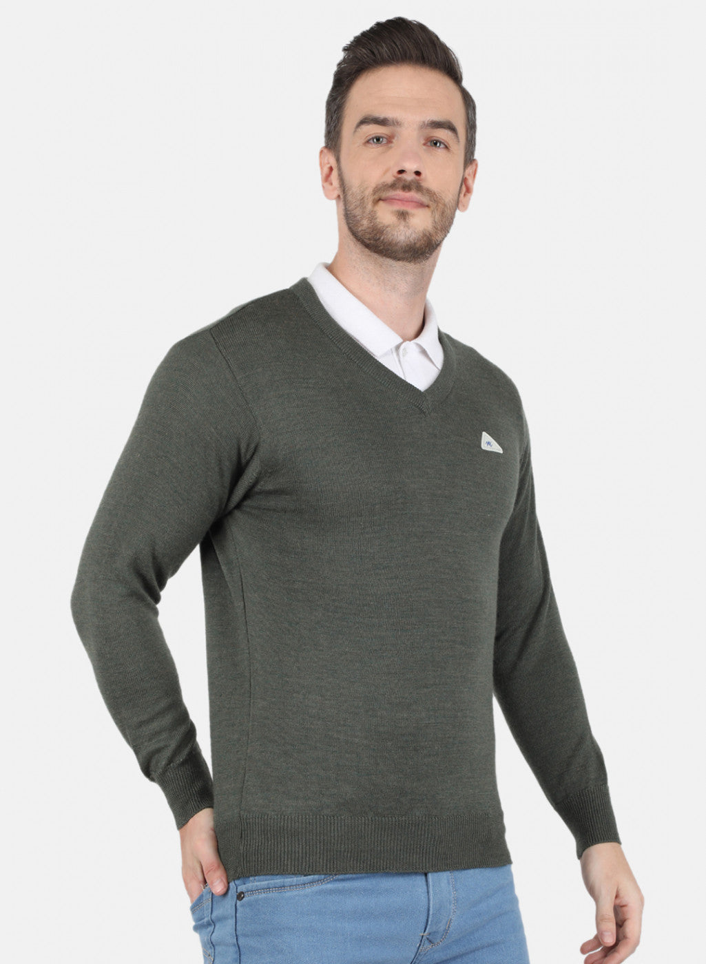 Men Olive Solid Pullover