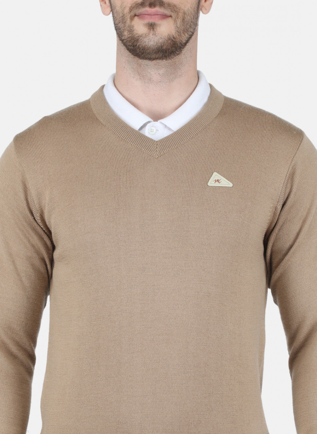 Men Beige Solid Pullover