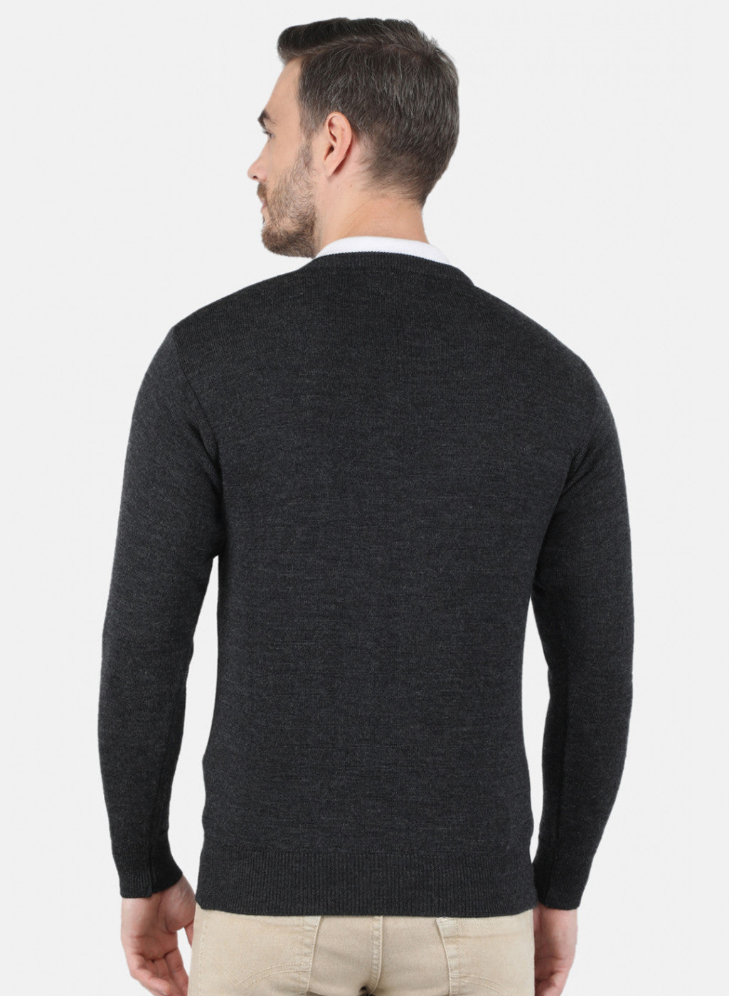 Men Dark Grey Solid Pullover