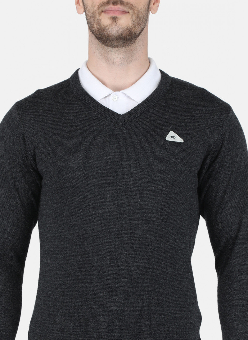 Men Dark Grey Solid Pullover