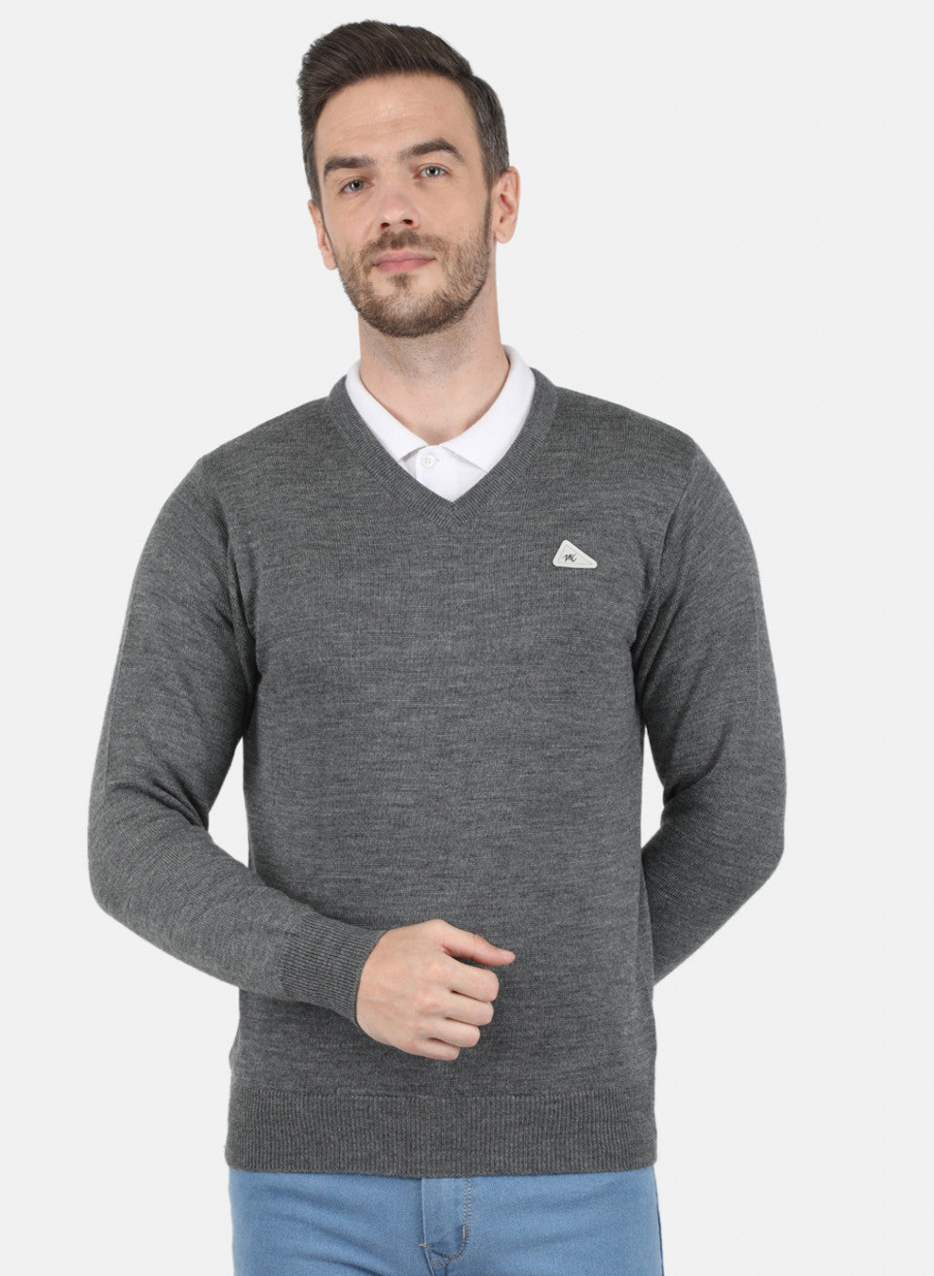 Men Grey Solid Pullover