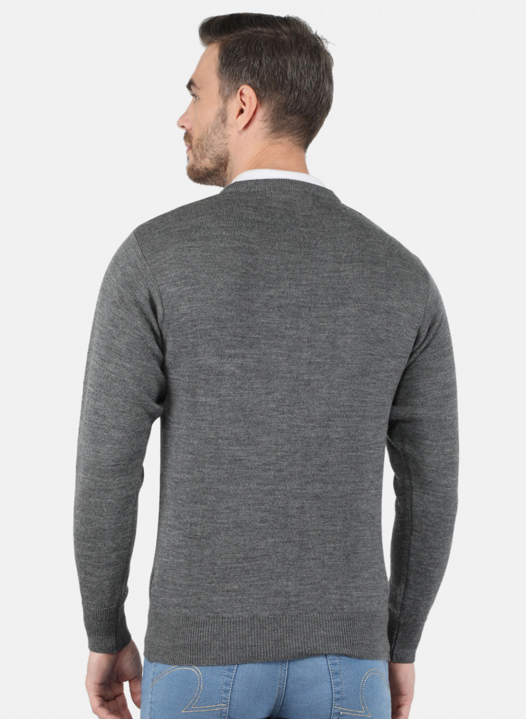 Men Grey Solid Pullover