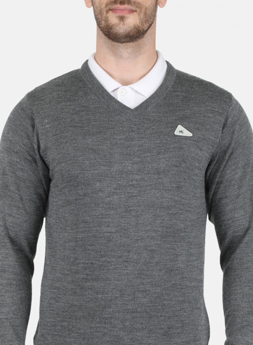 Men Grey Solid Pullover