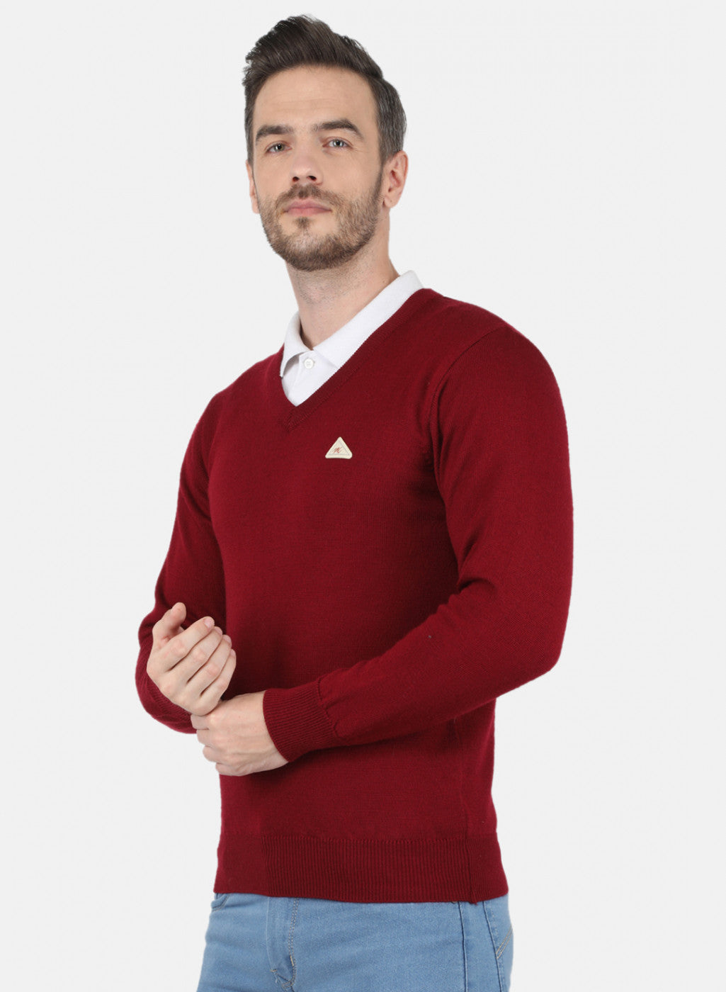 Men Maroon Solid Pullover