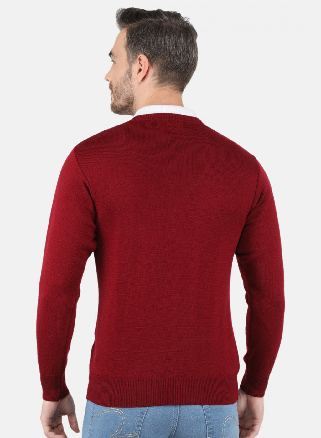 Men Maroon Solid Pullover