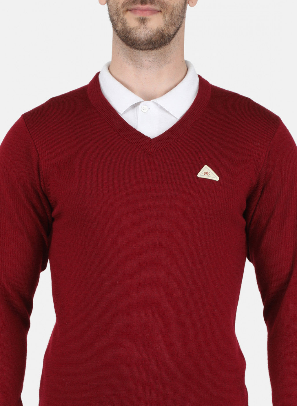 Men Maroon Solid Pullover