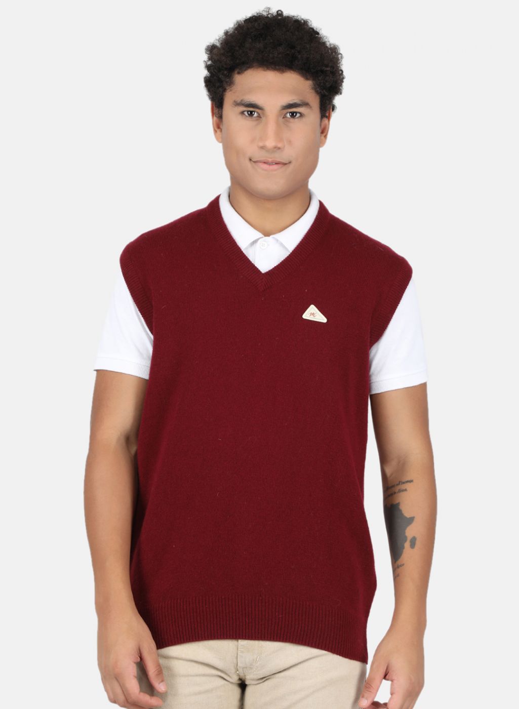 Men Maroon Solid Sweater