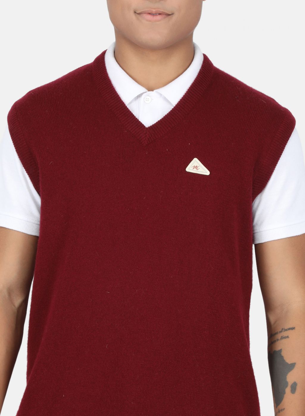 Men Maroon Solid Sweater