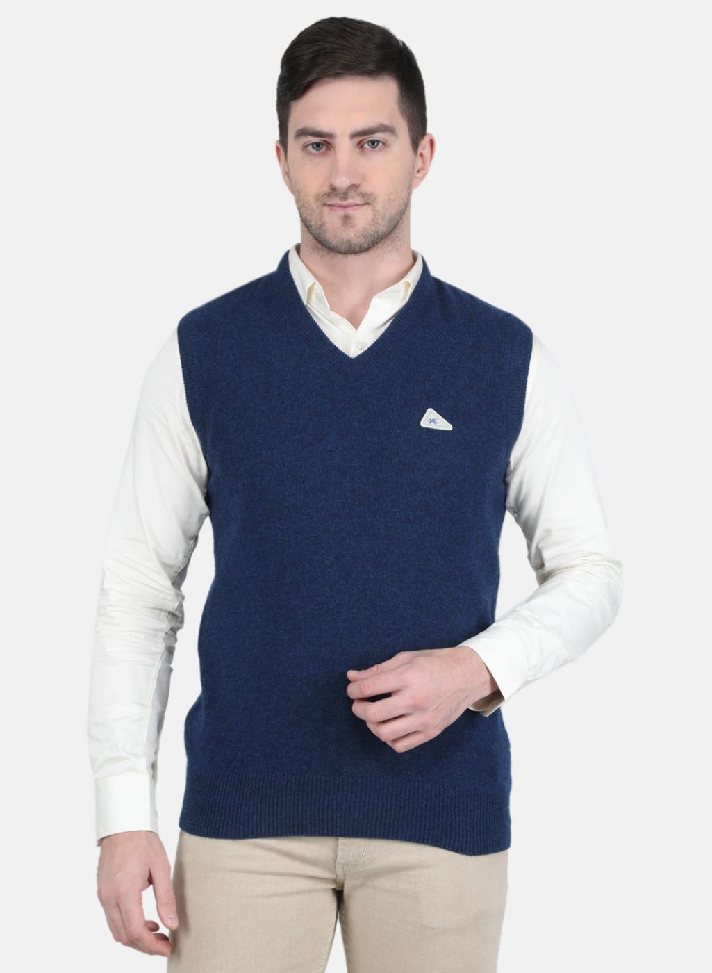 Men Blue Solid Sweater