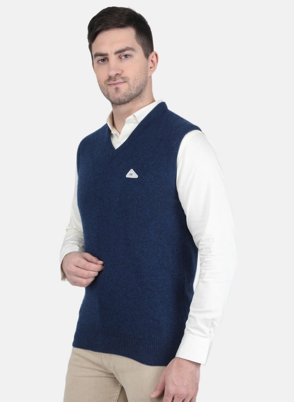 Men Blue Solid Sweater