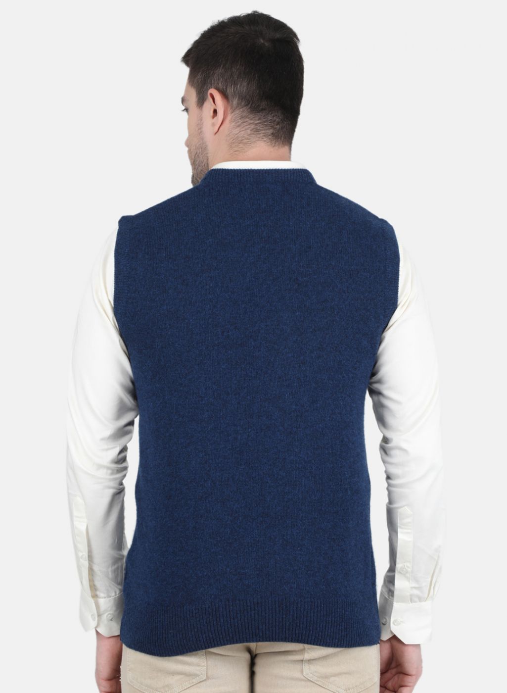 Men Blue Solid Sweater